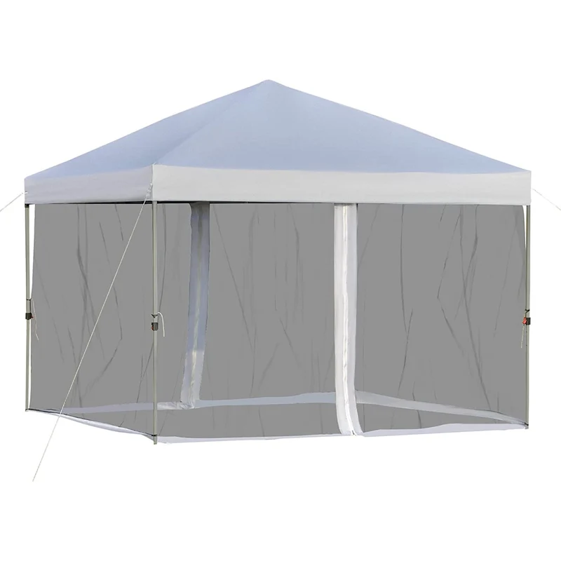 SUGIFT 10 ft. x 10 ft. White Gazebo Pop Up Canopy with Mesh Curtains