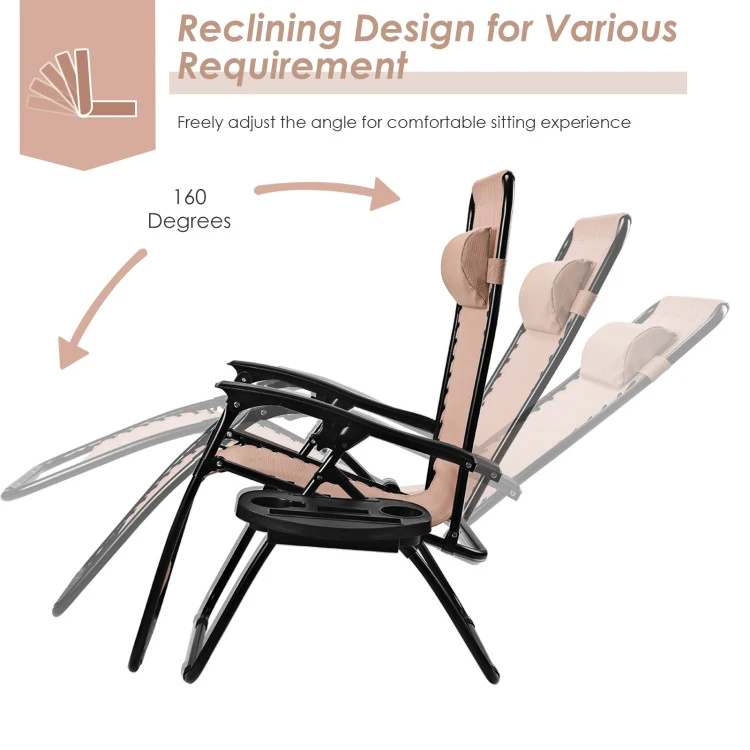 Blue Steel Frame Folding Outdoor Lounge Chair Oversized Zero Gravity Chair