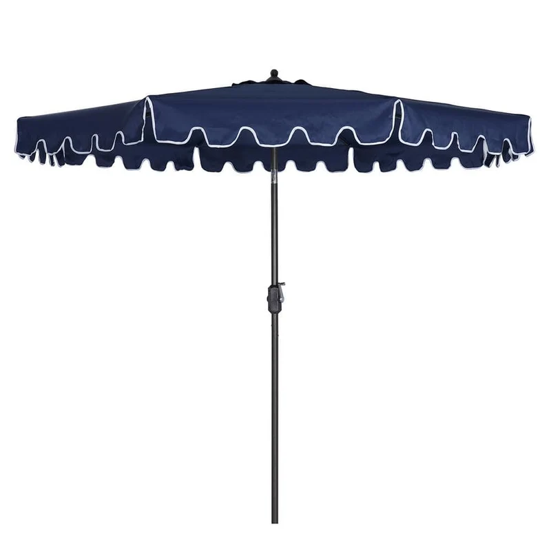 9 ft. Aluminum Market Push Button Tilt Patio Umbrella in Navy Blue