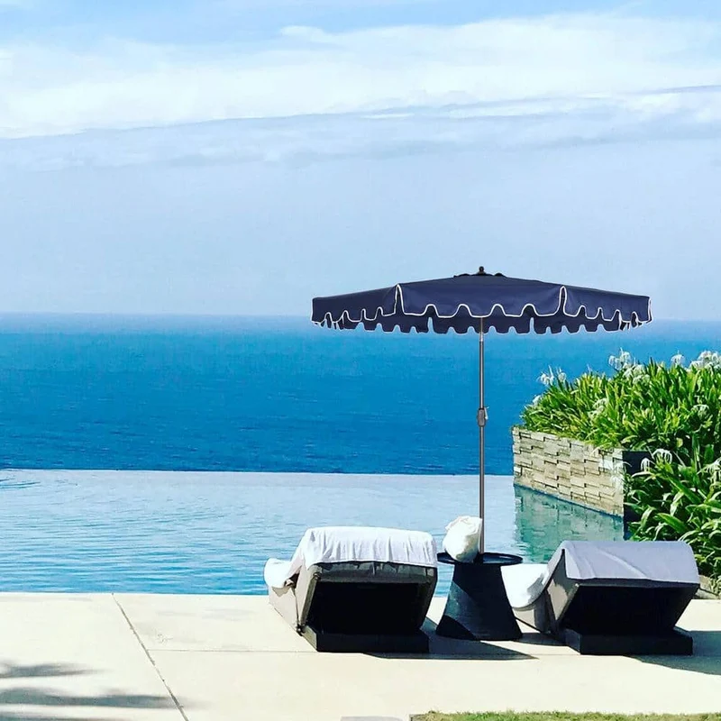 9 ft. Aluminum Market Push Button Tilt Patio Umbrella in Navy Blue