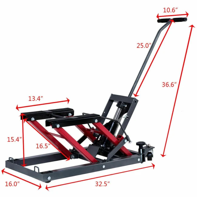 SUGIFT Hydraulic Powersports Lift Jack (Motorcycle, ATV, UTV, Snowmobile), 1,500 lb Capacity, Red