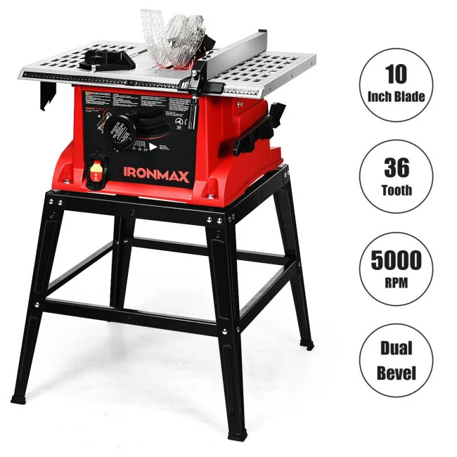 SUGIFT 10 Inch Table Saw with Rip Fence and Miter Gauge, Aluminum Electric Tabletop Saw