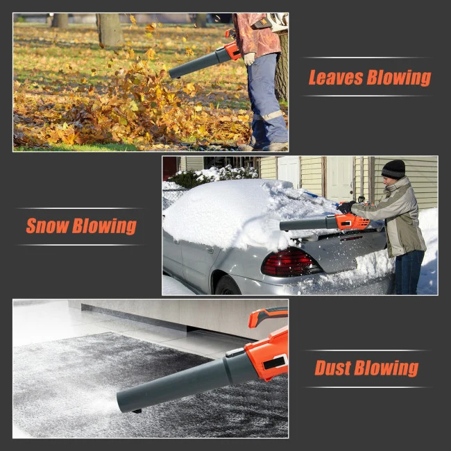 SUGIFT Electrical 5-Speed Cordless Leaf Blower with 4.0Ah Battery and Charger,Orange