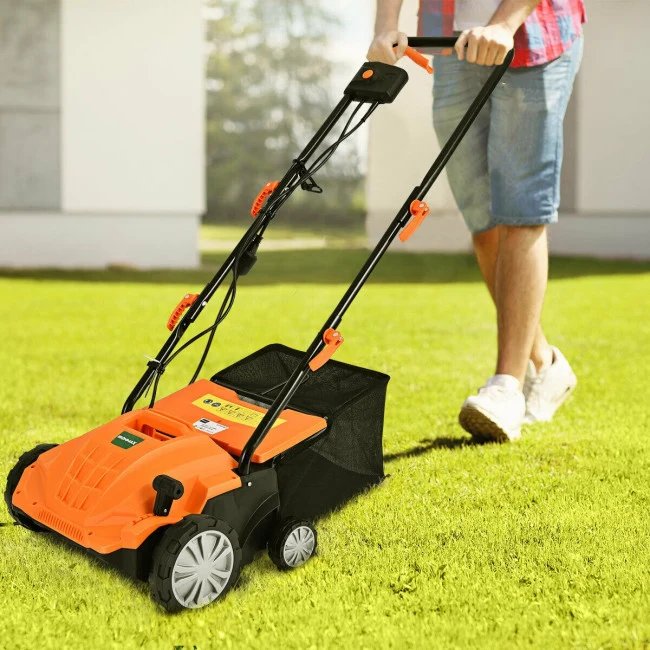 SUGIFT 13 Inch Electric Lawn Dethatcher with with 40L Collection Bag,12 Amp Corded Scarifier,Orange