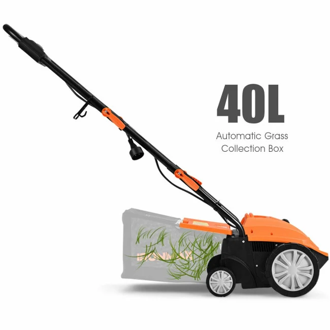 SUGIFT 13 Inch Electric Lawn Dethatcher with with 40L Collection Bag,12 Amp Corded Scarifier,Orange