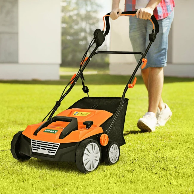 SUGIFT 15 Inch Electric Lawn Dethatcher with Dual Safety Switch,13 Amp Corded Scarifier£¬Orange
