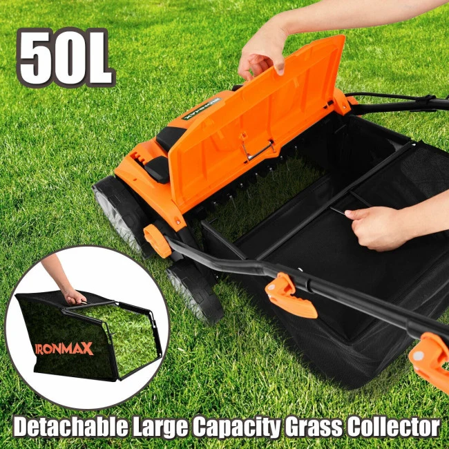 SUGIFT 15 Inch Electric Lawn Dethatcher with Dual Safety Switch,13 Amp Corded Scarifier£¬Orange