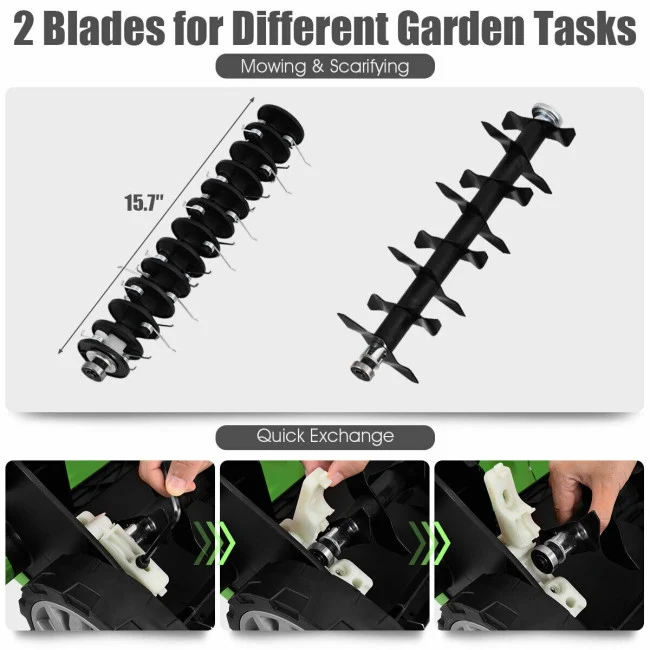 SUGIFT 15 Inch Electric Lawn Dethatcher with Dual Safety Switch,13 Amp Corded Scarifier£¬Green