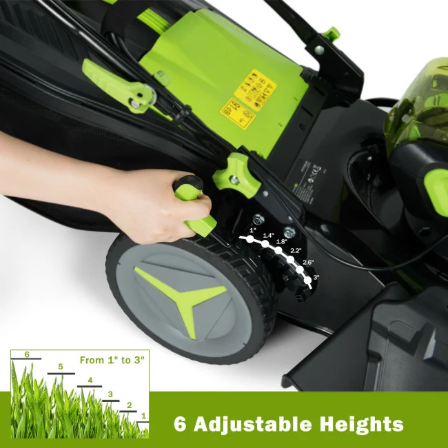 SUGIFT 18 Inch Brushless Cordless 40V Push Lawn Mower with 4.0Ah Batteries and 2 Chargers