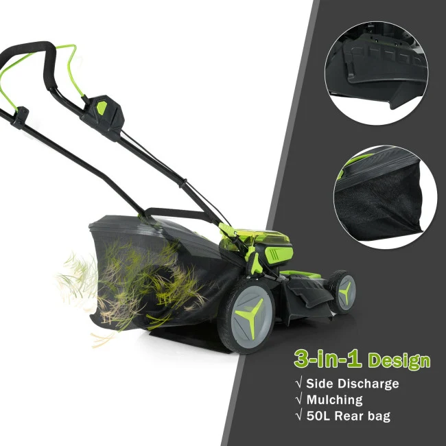 SUGIFT 18 Inch Brushless Cordless 40V Push Lawn Mower with 4.0Ah Batteries and 2 Chargers