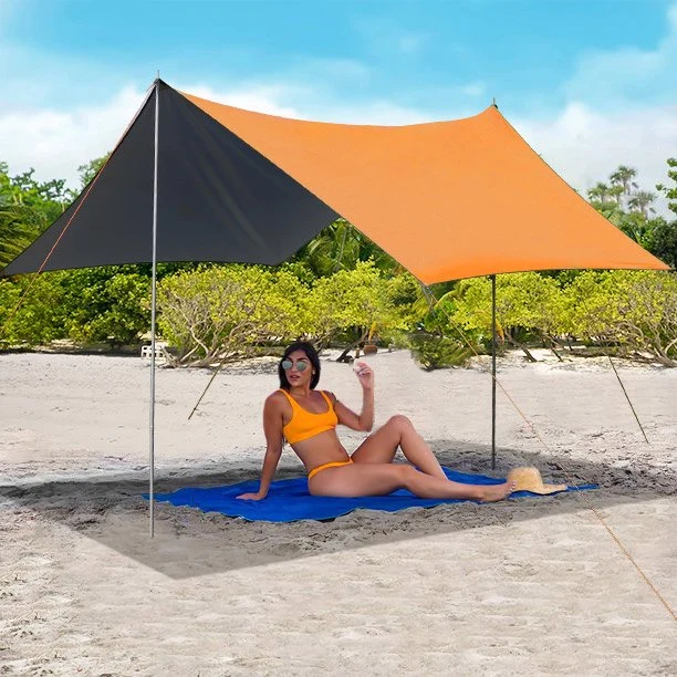 SUGIFT Beach Tent Canopy Sun Shade UPF50+, Easy Family Tent Sun Shelter Portable Sunshade (10' x 10')Orange