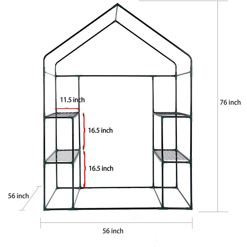 SUGIFT Greenhouse for Walk-in Plant Outdoors with Durable PE Cover, 2 Tiers 8 Shelves,56in W x 56in D x 76in H