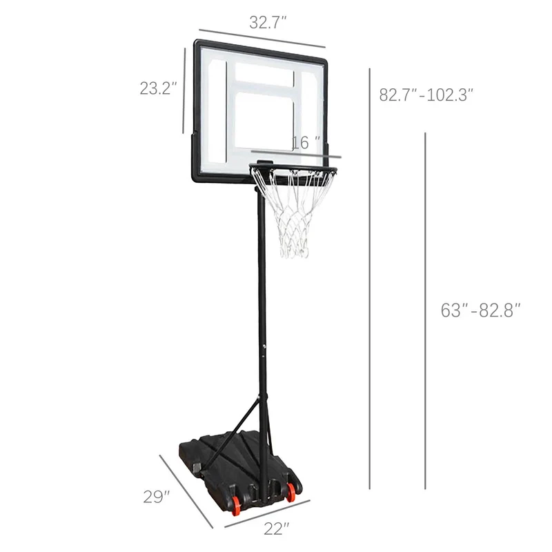 SUGIFT Portable Basketball Hoop for Kids and Family - Indoor Outdoor Basketball Goal System Height Adjustable 5.2ft to 7ft, 32in Backboard Basketball Stand with Wheels