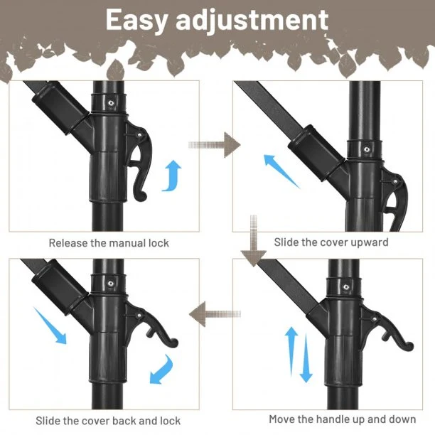 10 Feet Offset Umbrella Outdoor Umbrella with 8 Ribs Cantilever and Cross Base Tilt Adjustment