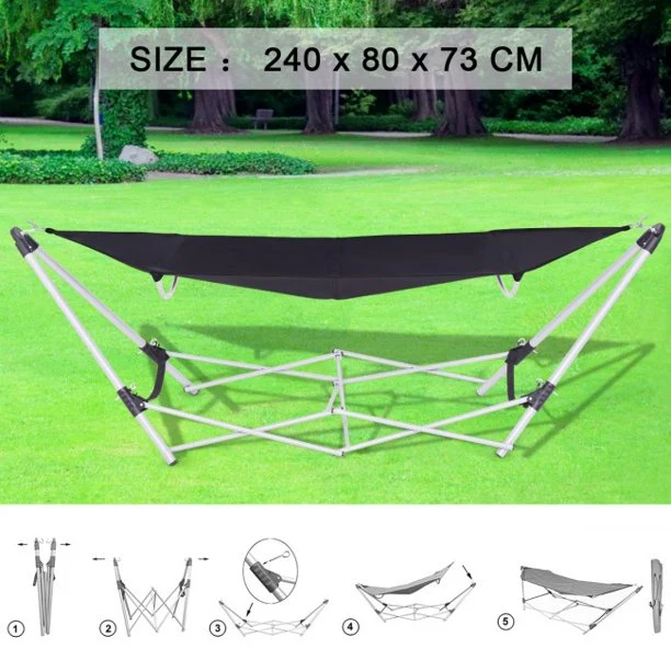 SUGIFT Portable Hammock Outdoor Portable Folding Steel Frame Hammock with Bag