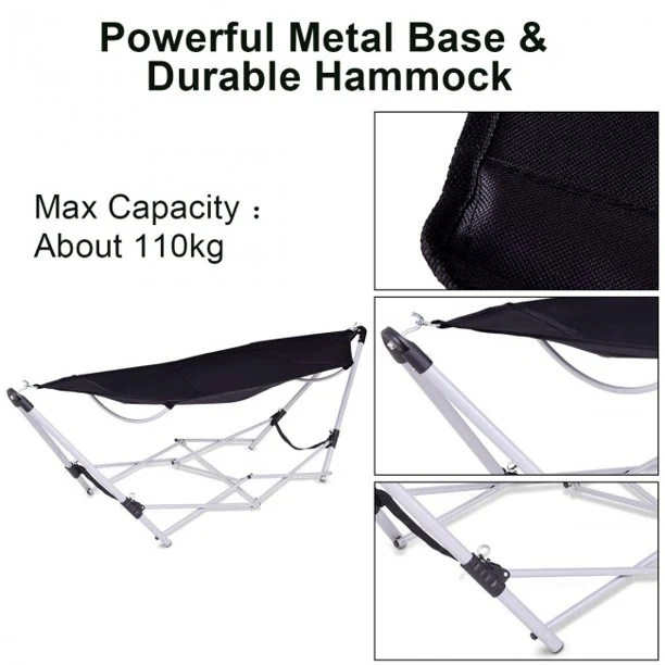 SUGIFT Portable Hammock Outdoor Portable Folding Steel Frame Hammock with Bag