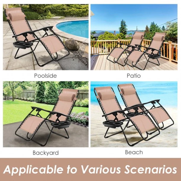 SUGIFT Folding Lounge Chair Outdoor Folding Zero Gravity Reclining Lounge Chair