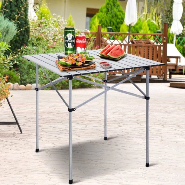SUGIFT Folding Table Roll Up Portable folding Camping Aluminum Picnic Table