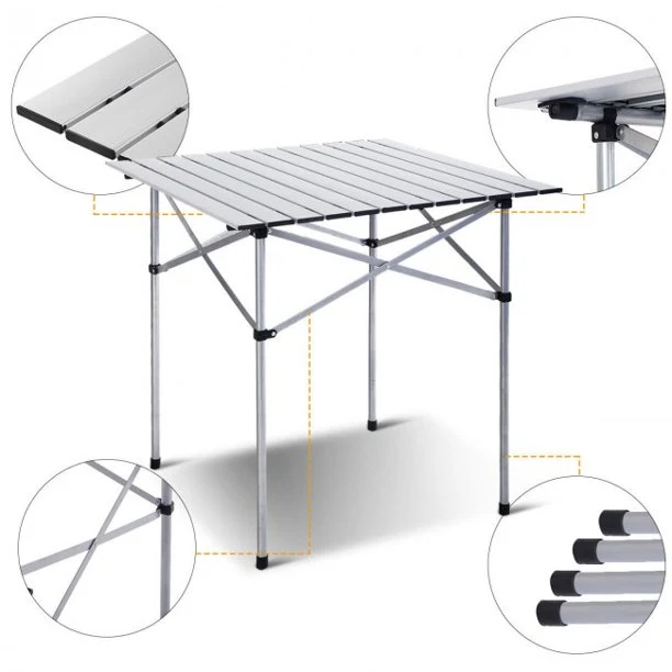SUGIFT Folding Table Roll Up Portable folding Camping Aluminum Picnic Table