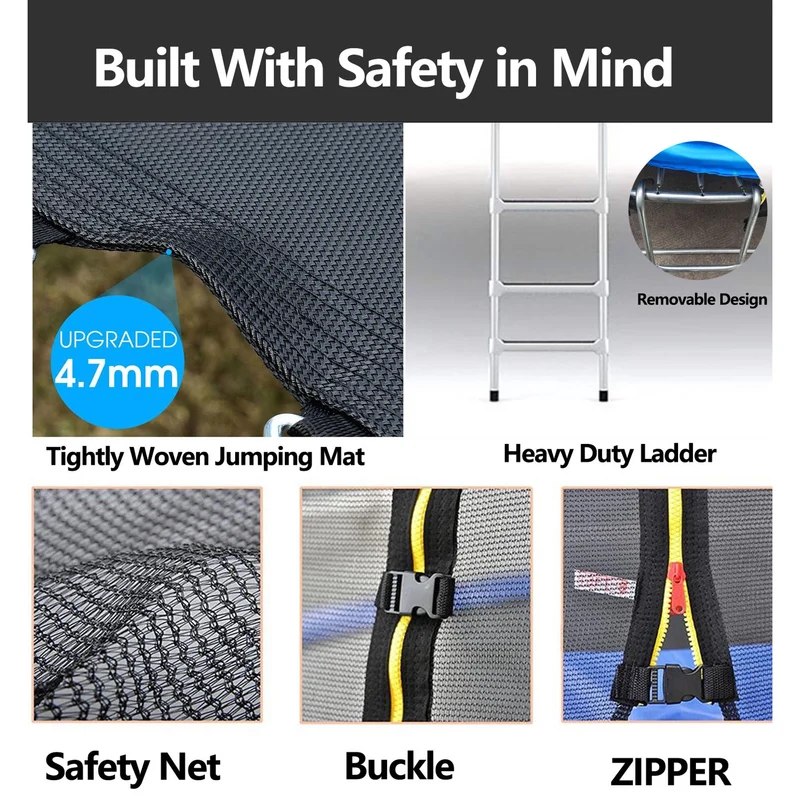 SUGIFT 10ft Trampoline for Kids and Adults with Safety Enclosure Net Jumping Mat, Safety Pad, Hold Up to 680LBS