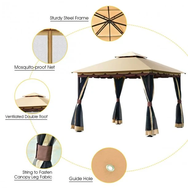 SUGIFT 2-Tier Patio Shelter 10 x 10 Feet Gazebo Canopy Awning