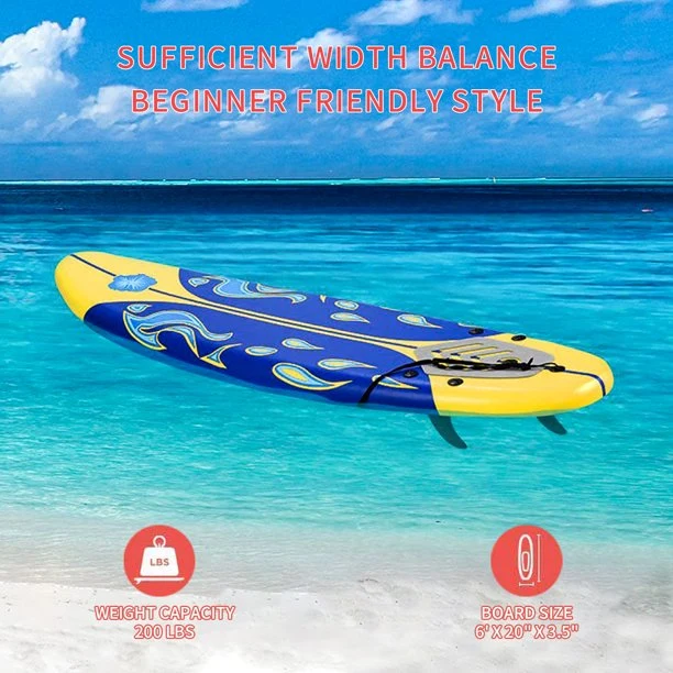 SUGIFT 6 ft Surfboard with Removable Fins Beginner Board for Adults and Kids
