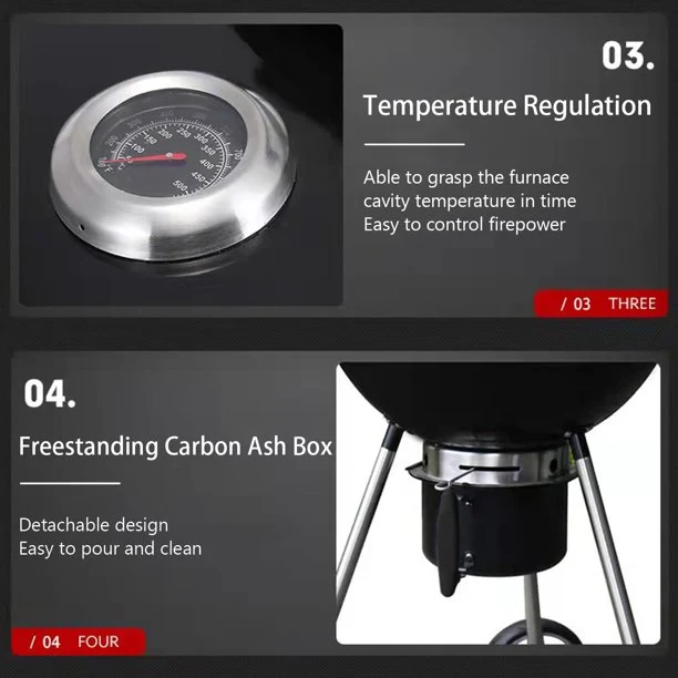 SUGIFT 22in BBQ Grill Portable Outdoor Charcoal Grill Black