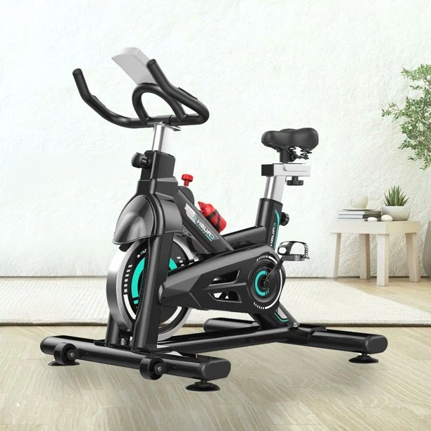 SUGIFT Adjustable Exercise Bike Magnetically Controlled Exercise Bike with LCD Screen and Bottle Cage Black blue