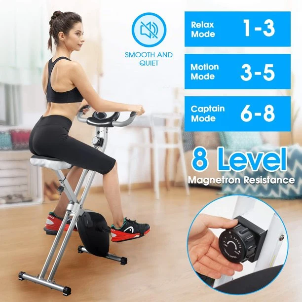 SUGIFT Exercise Bike Folding Magnetic Upright Exercise Bike with Pulse