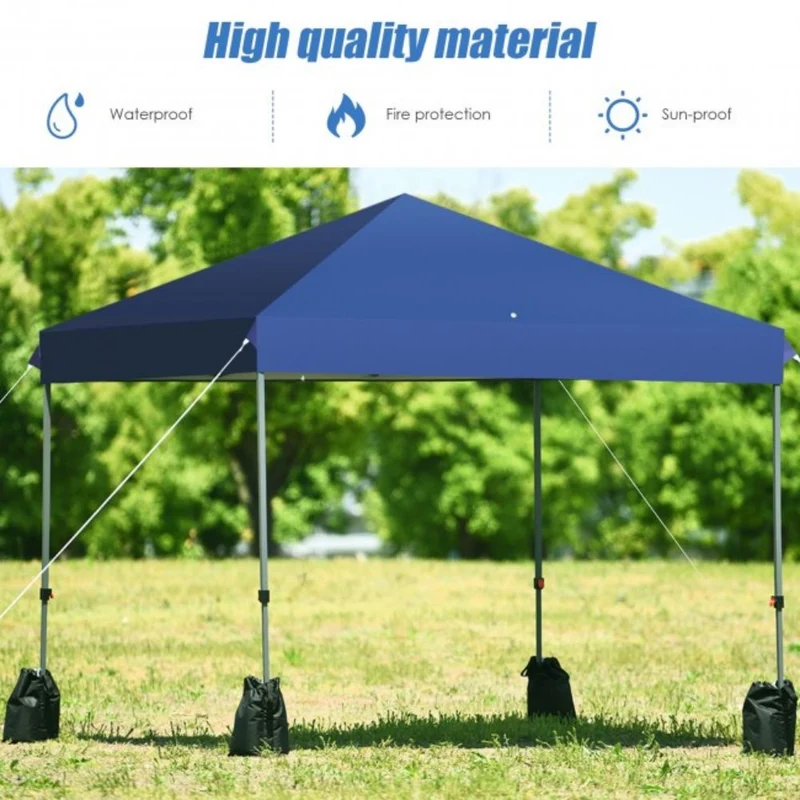 8 ft. x 8 ft. Blue Outdoor Pop-Up Canopy with Roller Bag and Sand Bags