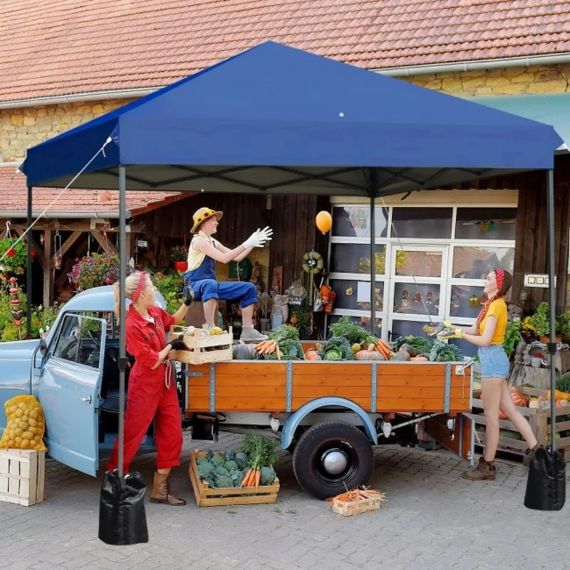 8 ft. x 8 ft. Blue Outdoor Pop-Up Canopy with Roller Bag and Sand Bags