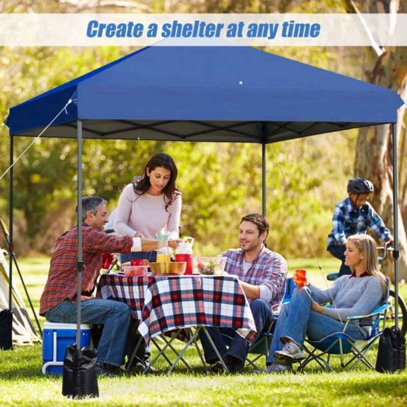 8 ft. x 8 ft. Blue Outdoor Pop-Up Canopy with Roller Bag and Sand Bags