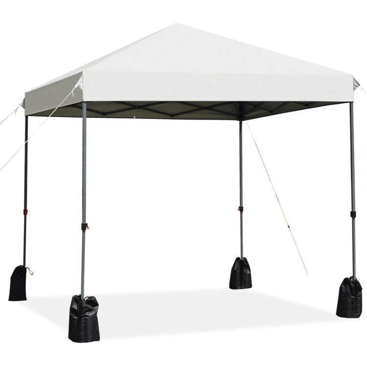 8 ft. x 8 ft. White Outdoor Pop-Up Canopy with Roller Bag and Sand Bags