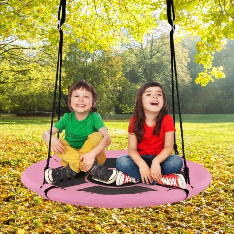 Outdoor 2-in-1 Kids Pink Hanging Chair Detachable Sling Patio Swing Tent