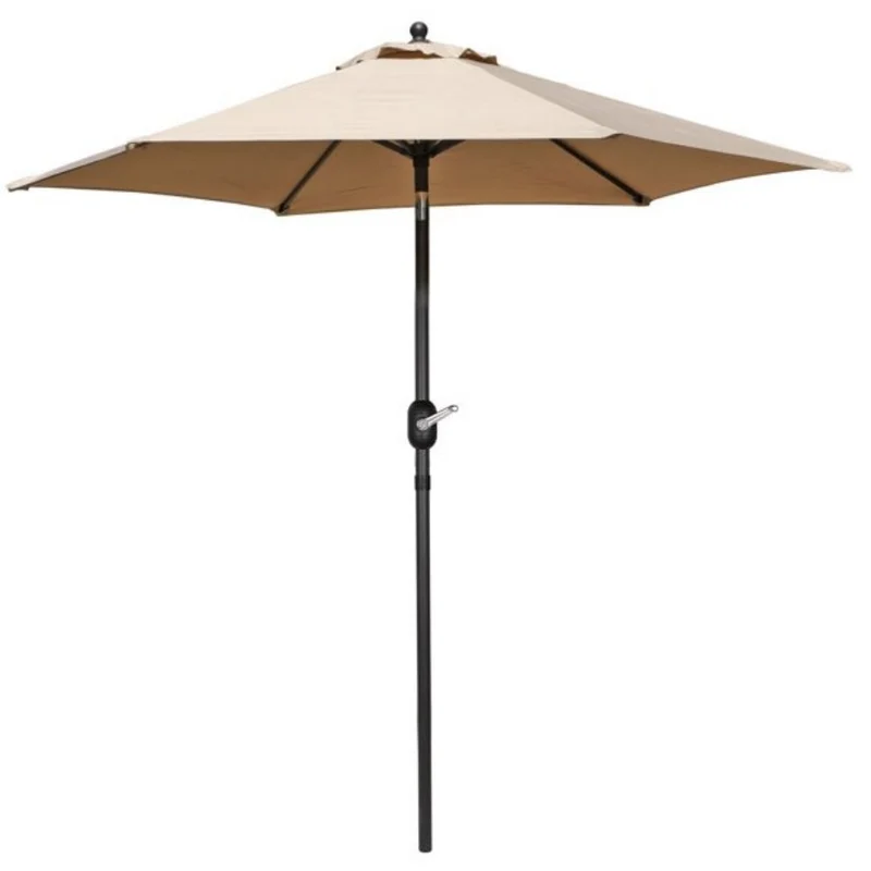 7.5 ft. Metal Outdoor Market Crank and Tilt Patio Umbrella in Beige