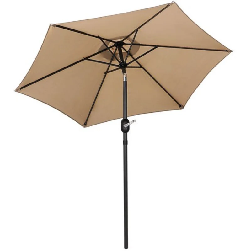 7.5 ft. Metal Outdoor Market Crank and Tilt Patio Umbrella in Beige
