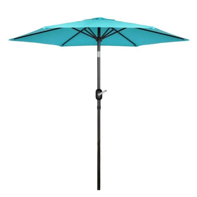 7.5 ft. Metal Outdoor Market Crank and Tilt Patio Umbrella in Turquoise