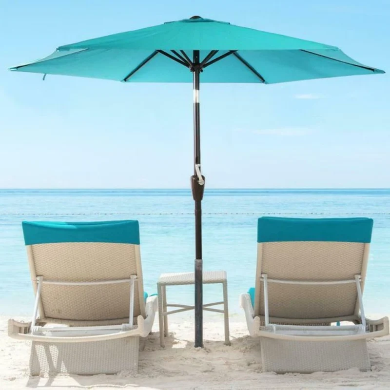 7.5 ft. Metal Outdoor Market Crank and Tilt Patio Umbrella in Turquoise