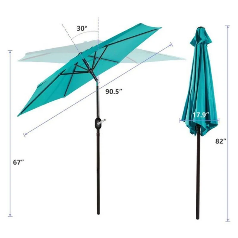 7.5 ft. Metal Outdoor Market Crank and Tilt Patio Umbrella in Turquoise