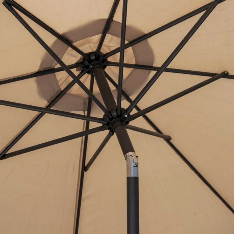 9 ft. Metal Outdoor Market Crank and Tilt Patio Umbrella in Beige