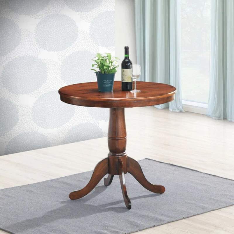 32 in. Outdoor Round Pedestal Rubber Wood Dining Table