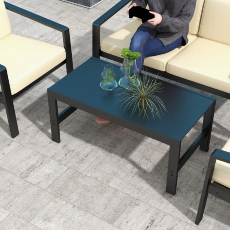 Aluminum Patio Outdoor Coffee Table in Black