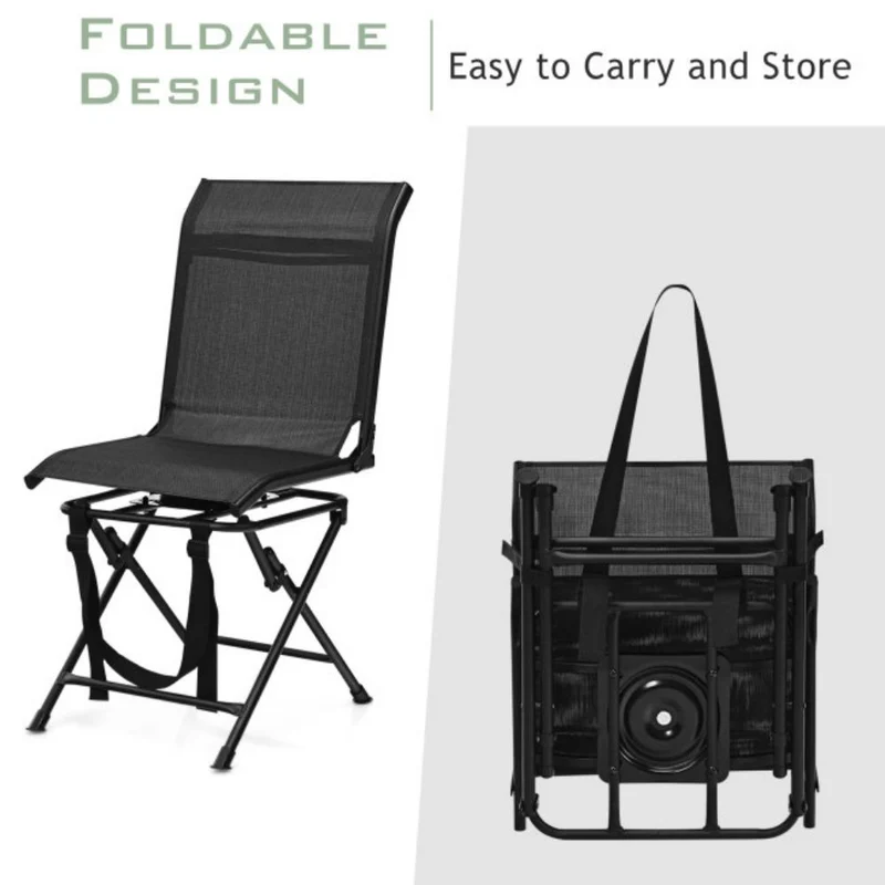 All-Weather Outdoor Metal Foldable 360-Degree Swivel Hunting Chair
