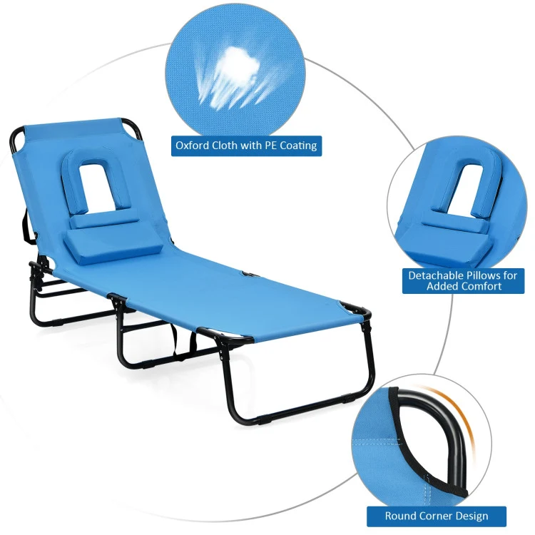 Blue 1-Piece Fabric Outdoor Chaise Lounge