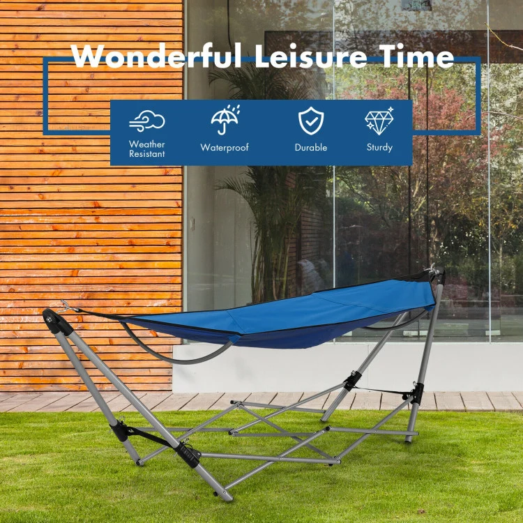 7.9 ft. Free Standing Bed Hammock with Stand in Blue