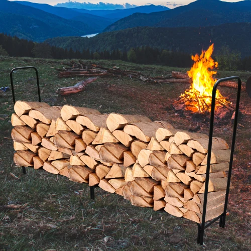 8 ft. Heavy-Duty Indoor Outdoor Firewood Rack Log Rack Wood Rack