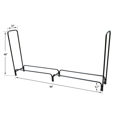 8 ft. Heavy-Duty Indoor Outdoor Firewood Rack Log Rack Wood Rack