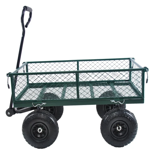 4 cu. ft. Green Steel Wagon Garden Cart