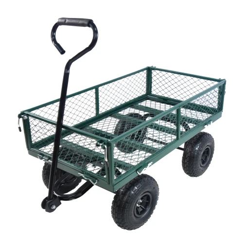 4 cu. ft. Green Steel Wagon Garden Cart