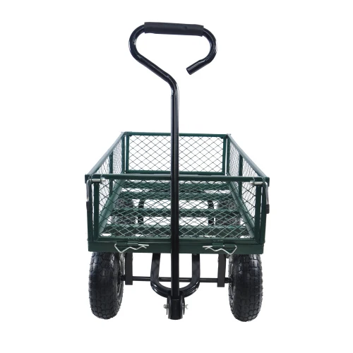 4 cu. ft. Green Steel Wagon Garden Cart